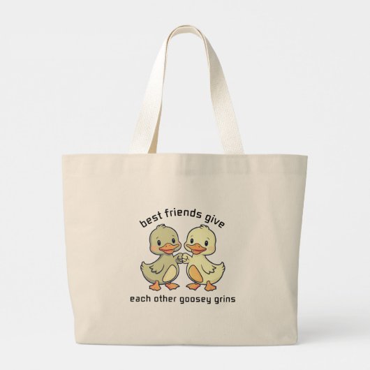 Beste vrienden geven elkaar Goosey grins grappig Grote Tote Bag (Achterkant)