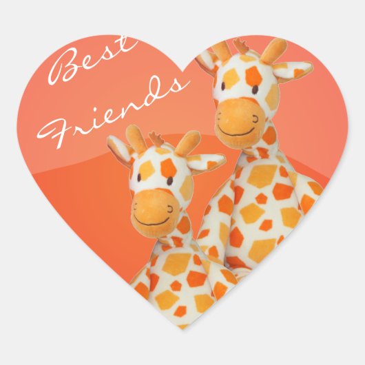 Beste Vrienden Giraffes Hart Sticker (Voorkant)
