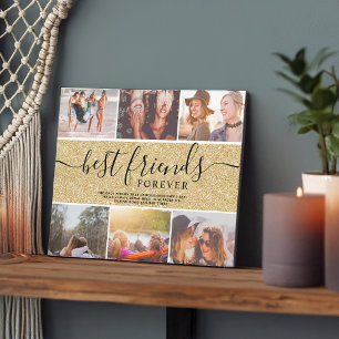 Beste vrienden gouden glitter 6 foto collage grid fotoplaat
