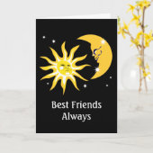 Beste Vrienden Happy Sun en Moon Kaart (Gele Bloem)