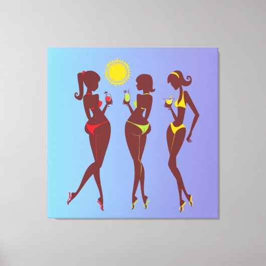 Beste vrienden in Bikini's Wrapped Canvas (Voorkant)