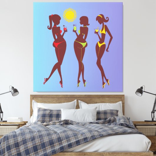 Beste vrienden in Bikini's Wrapped Canvas (Insitu (Slaapkamer))