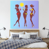 Beste vrienden in Bikini's Wrapped Canvas Afdruk (Insitu (Slaapkamer))