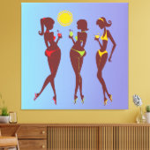 Beste vrienden in Bikini's Wrapped Canvas Afdruk (Insitu (Woonkamer))