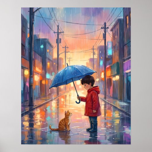 Beste vrienden in de regen poster (Voorkant)