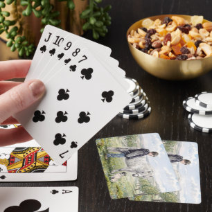 Beste vrienden-kind met pony en hond in een boomga pokerkaarten