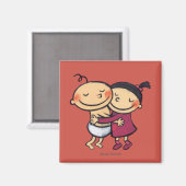 Beste vrienden knuffelen magneet (Voorkant / Achterkant)