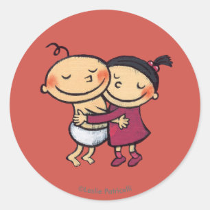 Beste vrienden knuffelen ronde sticker