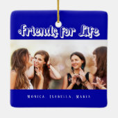 Beste vrienden koninklijk blauw wit foto namen keramisch ornament (Achterkant)