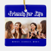 Beste vrienden koninklijk blauw wit foto namen keramisch ornament (Voorkant)