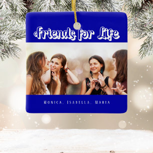 Beste vrienden koninklijk blauw wit foto namen keramisch ornament
