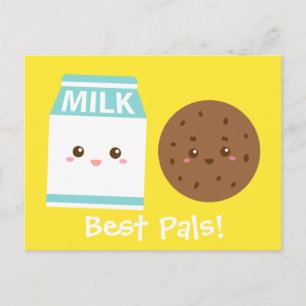 Beste vrienden, lekkere melk en koekjes briefkaart