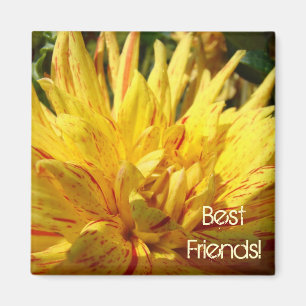 Beste vrienden! magneet Geel Rode Dahlia Bloem