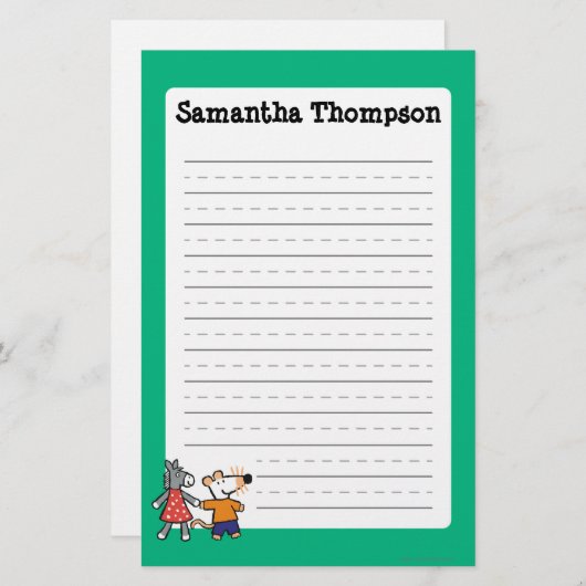 Beste vrienden Maisy en Dotty Hold Hands Briefpapier (Voorkant / Achterkant)