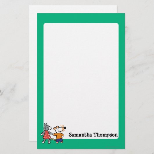 Beste vrienden Maisy en Dotty Hold Hands Briefpapier (Voorkant / Achterkant)