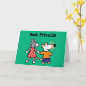 Beste vrienden Maisy en Dotty Hold Hands Kaart (Gele Bloem)