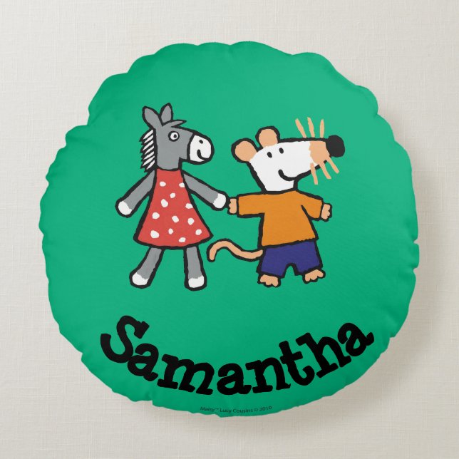 Beste vrienden Maisy en Dotty Hold Hands Rond Kussen (Voorkant)