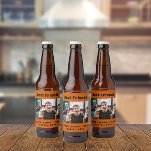 Beste vrienden mannen jongens feest foto leuk oran bier etiket