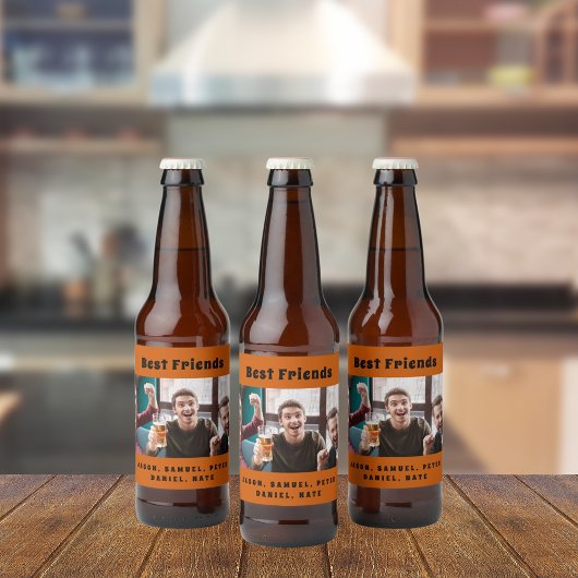 Beste vrienden mannen jongens feest foto leuk oran bier etiket