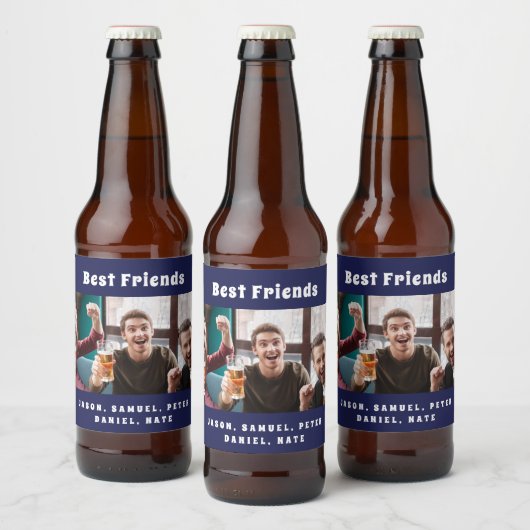 Beste vrienden mannen jongens partij foto leuk nav bier etiket (Flessen)