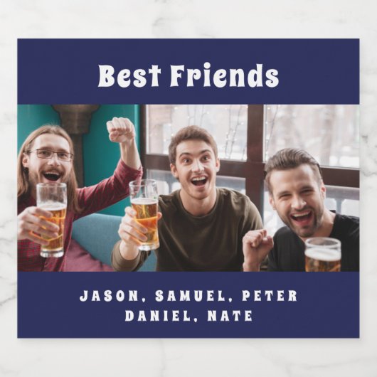 Beste vrienden mannen jongens partij foto leuk nav bier etiket (Enkel label)