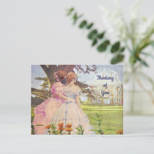 Beste vrienden  meisjes die in de tuin lopen briefkaart (Staand voorkant)