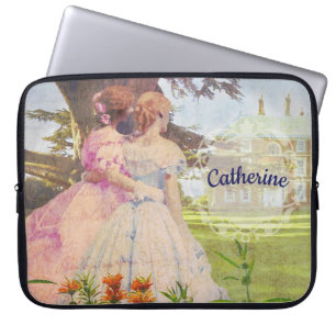 Beste vrienden  meisjes die in de tuin lopen laptop sleeve