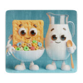 Beste vrienden - melk en granen 3d illustratie snijplank (Voorkant)