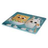 Beste vrienden - melk en granen 3d illustratie snijplank (Hoek)