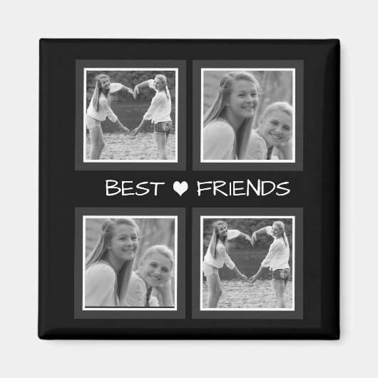 Beste vrienden met Cute Heart Photo Collage Magneet (Voorkant)