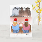 Beste Vrienden met Drinken Kerstmis Kaart (Gele Bloem)