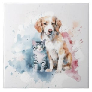 Beste vrienden met honden en katten tegeltje