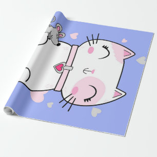 Beste vrienden met kat en muis, grappige kat Kitte Cadeaupapier