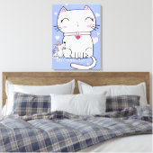 Beste vrienden met kat en muis, grappige kat Kitte Canvas Afdruk (Insitu (Slaapkamer))