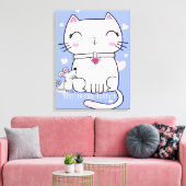 Beste vrienden met kat en muis, grappige kat Kitte Canvas Afdruk (Insitu (Woonkamer))