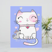 Beste vrienden met kat en muis, grappige kat Kitte Menu (Staand voorkant)