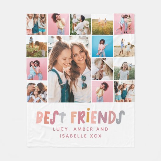 Beste vrienden met kleurrijke 15 foto's modern min fleece deken (Voorkant)