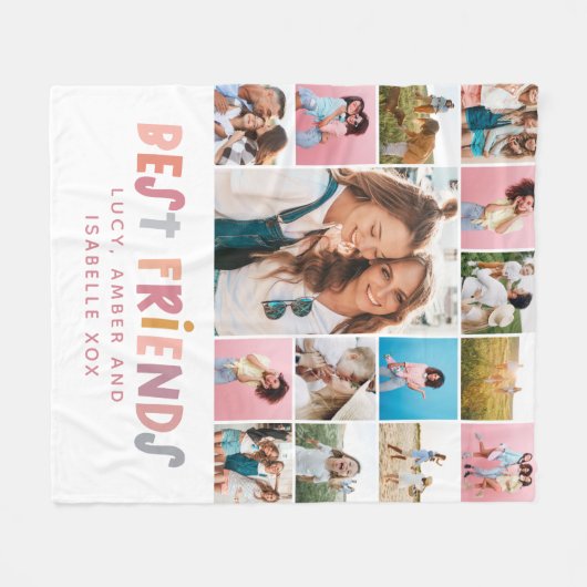 Beste vrienden met kleurrijke 15 foto's modern min fleece deken (Voorkant (Horizontaal))