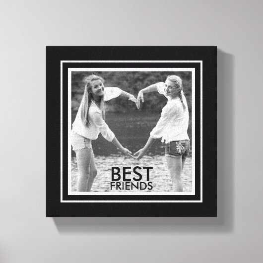 BESTE vrienden met Schattige zwart-wit foto Lijst Canvas Afdruk (Voorkant)