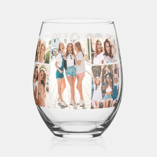 Beste Vrienden Minimalistische BFF Foto Wijnglas Zonder Voet (Voorkant)