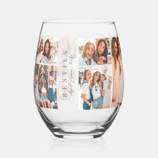 Beste Vrienden Minimalistische BFF Foto Wijnglas Zonder Voet (Links)