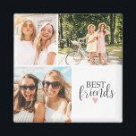 Beste Vrienden Modern Chique BFF Script Foto Magneet<br><div class="desc">Een fotomagneet voor beste vrienden met ruimte voor 3 foto's. Personaliseer het met foto's van je besties. Ontworpen voor u door Blackberry Boulevard.</div>