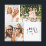Beste Vrienden Modern Chique BFF Script Foto Magneet<br><div class="desc">Een fotomagneet voor beste vrienden met ruimte voor 3 foto's. Personaliseer het met foto's van je besties. Ontworpen voor u door Blackberry Boulevard.</div>