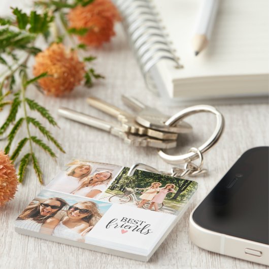 Beste Vrienden Modern Chique BFF Script Foto Sleutelhanger (Voorkant Rechts)