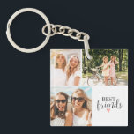 Beste Vrienden Modern Chique BFF Script Foto Sleutelhanger<br><div class="desc">Een beste vrienden foto sleutelhanger met ruimte voor 3 foto's. Personaliseer het met foto's van je besties. Ontworpen voor u door Blackberry Boulevard.</div>