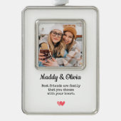 Beste Vrienden Moderne Fotocollage | BFF Christmas Verzilverd Omlijst Ornament (Voorkant)