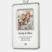 Beste Vrienden Moderne Fotocollage | BFF Christmas Verzilverd Omlijst Ornament (Links)
