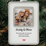 Beste Vrienden Moderne Fotocollage | BFF Christmas Verzilverd Omlijst Ornament<br><div class="desc">Beste vrienden moderne foto kerst ornament, </div>
