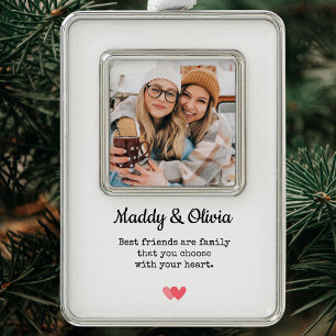 Beste Vrienden Moderne Fotocollage   BFF Christmas Verzilverd Omlijst Ornament