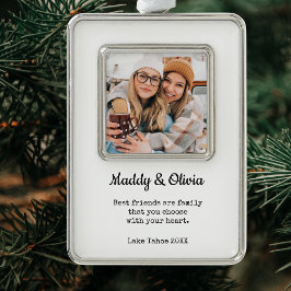 Beste Vrienden Moderne Fotocollage | BFF Christmas Verzilverd Omlijst Ornament